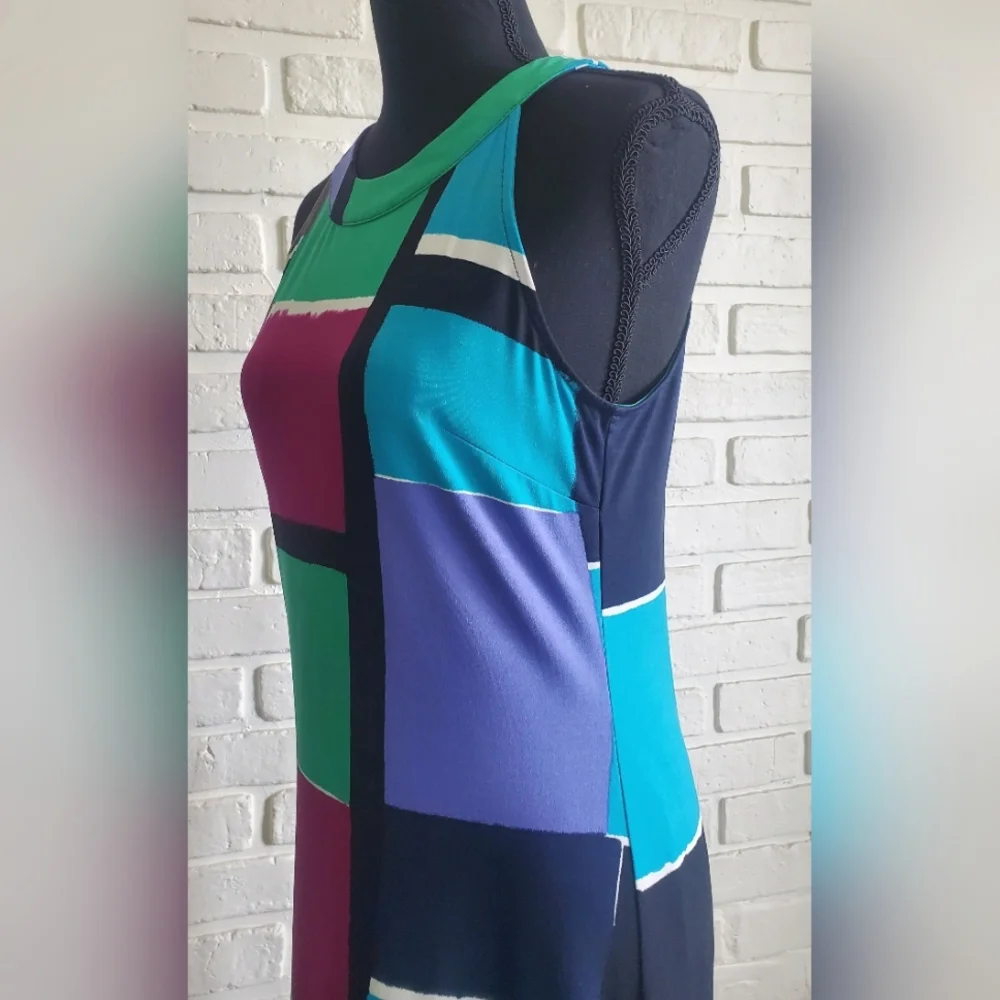 Ann Taylor Loft Dress Mod Colourblock Sleeveless Halter Retro Pop Art Small - Picture 5 of 11